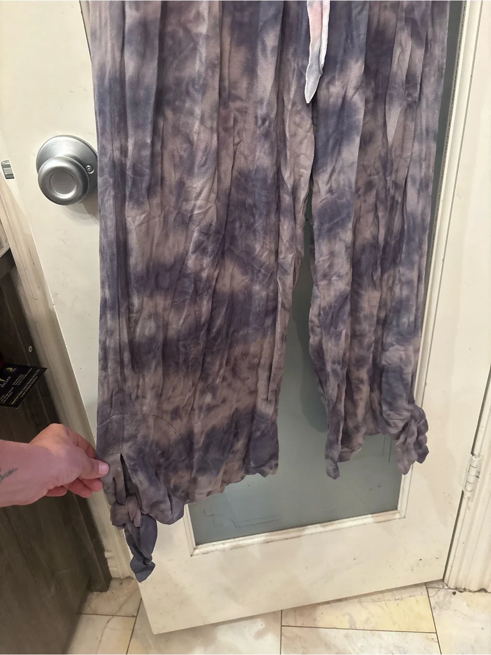 Free People Tie-Dye Velvet Curtain Panel in Gray and Blue with Tie-Back